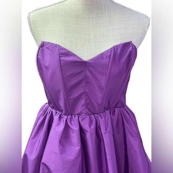 NWT Zara Voluminous Mini Dress Bubble Skirt Purple Women's L Royalcore Prom HOCO - Picture 3 of 10